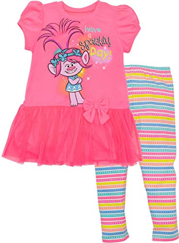 DreamWorks Trolls Poppy Toddler Girls Short Sleeve T-Shirt Legging Sets Pink 2T