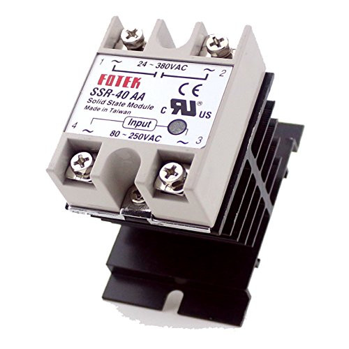 Ogrmar Solid State Relay Module SSR-40AA 40A 80-250V AC Input 24-380V AC Output + Heat Sink