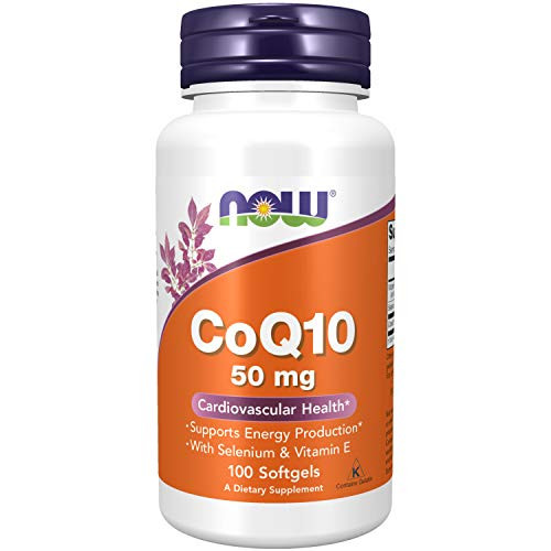 NOW Supplements CoQ10 50 mg Pharmaceutical Grade All-Trans Form produced by Fermentation 100 Softgels