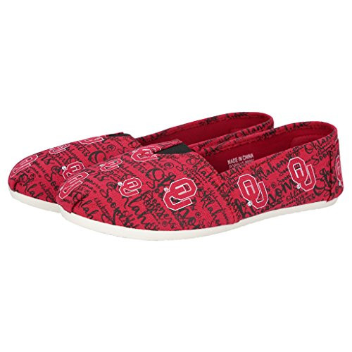 FOCO NCAA Oklahoma Sooners College Canvas Script Print Slip On Shoes X-Large11-12 Team Color