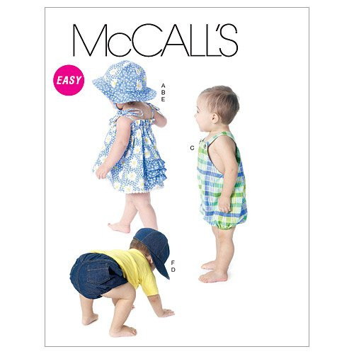 McCalls Patterns M6309 Infants Dress Panties Romper Diaper Cover and Hats