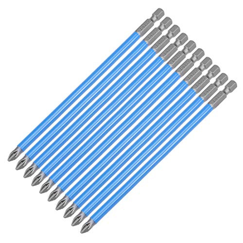 uxcell 14-Inch Hex Shank Magnetic Phillips Cross Screwdriver Bit 150mm Length 6PH2 Insulation S2 Non-Slip Screwdriver Bits 10pcs