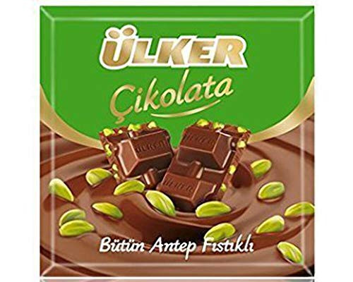 Ulker Turkish Milk Chocolate with Pistachio Sutlu Fistikli Cikolata 6 x 70 Gr