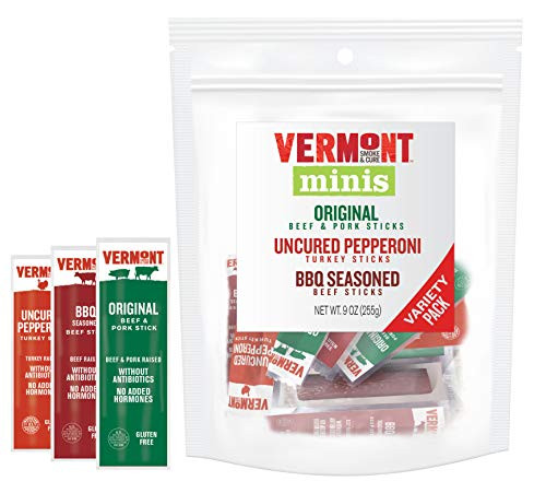 Vermont Smoke and Cure Antibiotic Free Beef Pork and Turkey Mini Meat Sticks Pack of 18