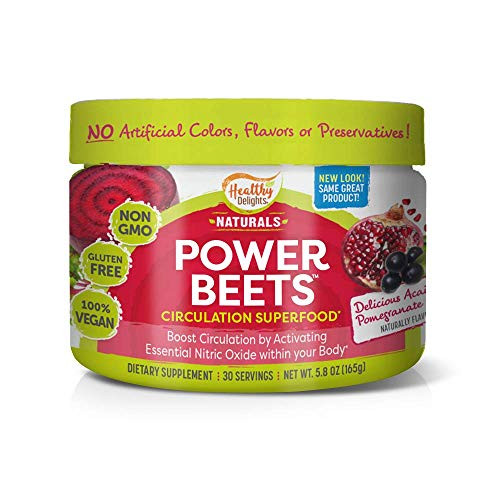 Healthy Delights Power Beets - Super Concentrated Non-GMO Beet Juice Powder - with Natural Caffeine and 0g of Sugar - Delicious Acai Berry Pomegranate Flavor - 30 Servings