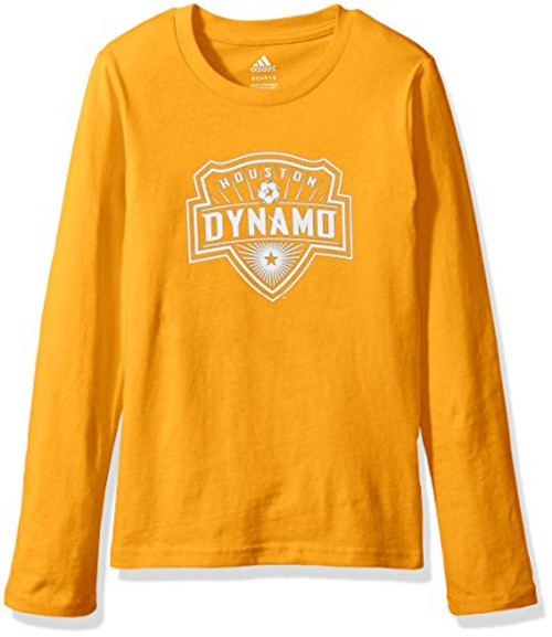 MLS Houston Dynamo Girls -Long sleeve Liquid Hexagon Tee Bright Orange Large 14