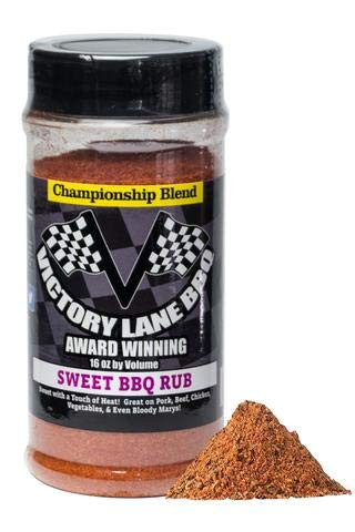 Victory Lane BBQ Sweet BBQ Dry Rub--VLBBQ 16 oz Shaker of Award-Winning  and  Competition Pitmasters Recipe