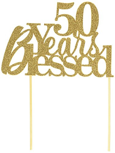 All About Details Gold 50-Years-Blessed Cake Topper
