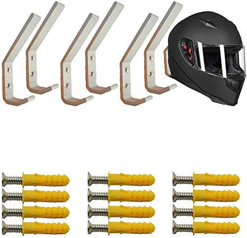 AUXPhome 6Set Motorcycle Helmet Holder Hook Wall Mounted Equestrian Helmet Storage Rack Hanger Motorbike Cloth Wall Display Rack Football Helmet Display Stand Baseball Batting Helmet Rack