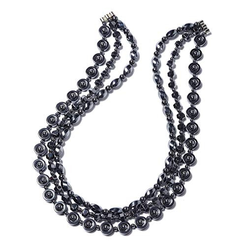 Shop LC Delivering Joy Set of 3 Multilayered Strand Statement Chain Necklace Fashion Jewelry for Women Hematite Silvertone 20 with Magnetic Clasp