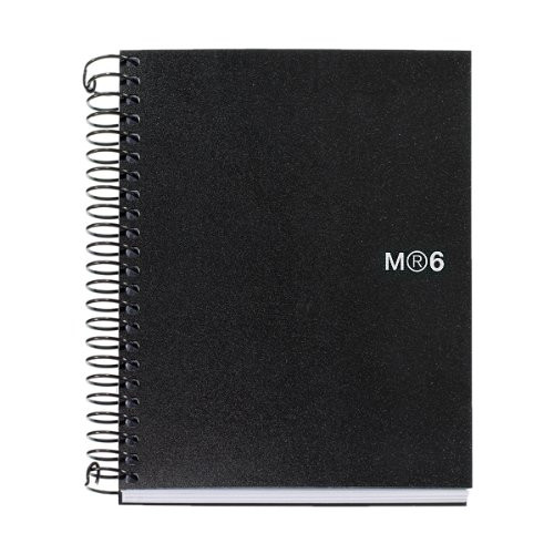 Miquelrius Medium Wirebound Notebook 6 x 8 A5 6-Subject College Ruled Black