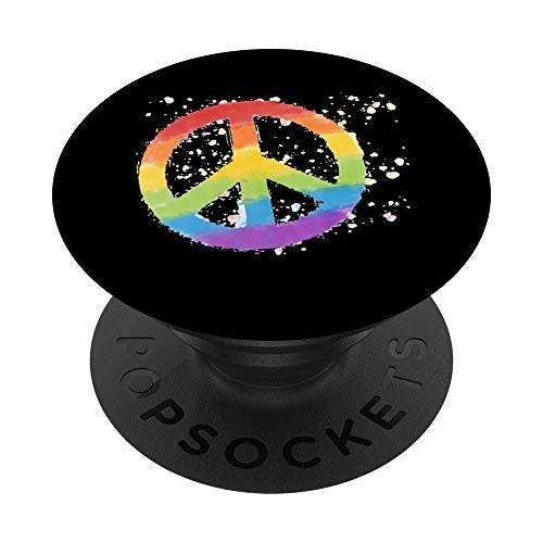 Gay Pride LGBT Rainbow Flag Peace Sign PopSockets Grip and Stand for Phones and Tablets