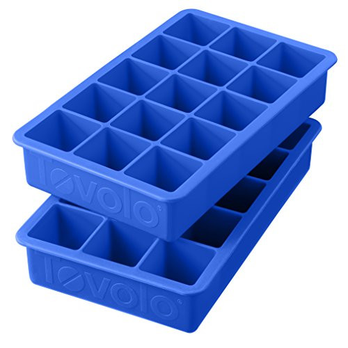 Tovolo Perfect Cube Ice Trays, Sturdy Silicone, Fade Resistant, Capri Blue, 1-1/4 Inch Cubes - Set of 2