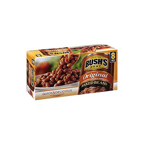Bushs Best Original Baked Beans  Seasoned With Bacon  and  Brown Sugar Quick Delicious Gluten Free Baked Canned Beans - 8 x 16_5 oz