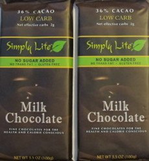 2 Trader Joes Simply Lite No Sugar Added Milk Chocolate Candy Bar