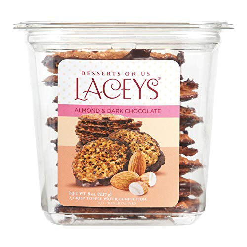 Laceys Cookies - Dark Chocolate Almond Lace Cookies with Toffee 8 oz each 1 Item Per Order Laceys Cookies - Dark Chocolate Almond Lace Cookies with Toffee 8 oz each 1 Item Per Order