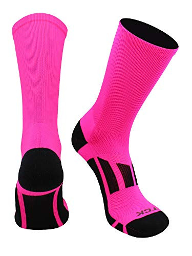 TCK Elite Performance Solid Color Crew Socks Hot Pink Medium