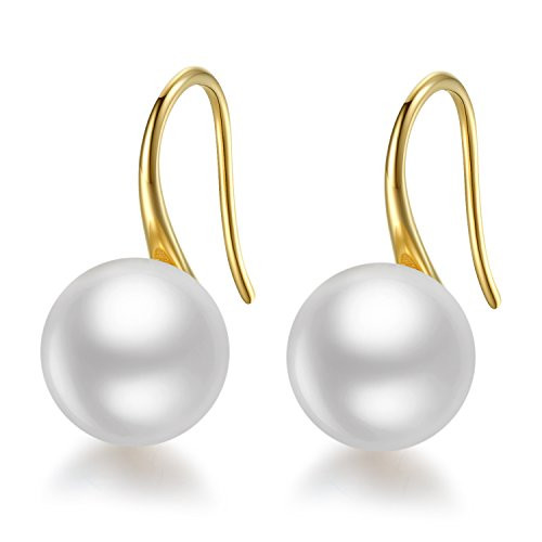 Pearl Earrings For Women 925 Sterling Silver White Freshwater Cultured Pearl Drop Dangle Hook Earring Jewelry Yellow Gold Plated Sterling Silver8_5-9_0mm Pearl Earrings For Women 925 Sterling Silver White Freshwater Cultured Pearl Drop Dangle Hook Earring Jewelry Yellow Gold Plated Sterling Silver8_5-9_0mm