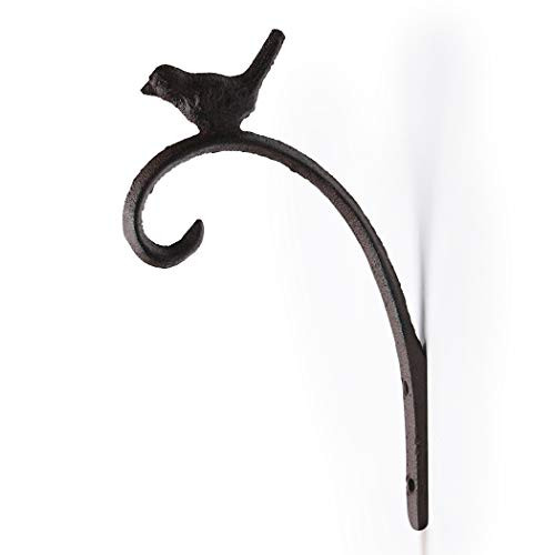 Cast Iron Annunciation Bird Wall Hooks Plant Hangers Decorative Birds Wall Mounted Coat Hook Rustic Cast Iron Metal Flower Basket Hanger Bird Feeder with Bird Stand on Branch PTZY223