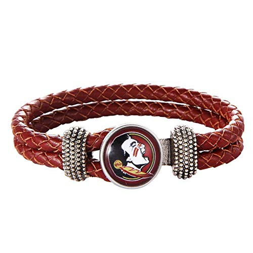 Swamp Fox Florida State Seminoles Double Leather Band Bracelet with Charm 7 to 9