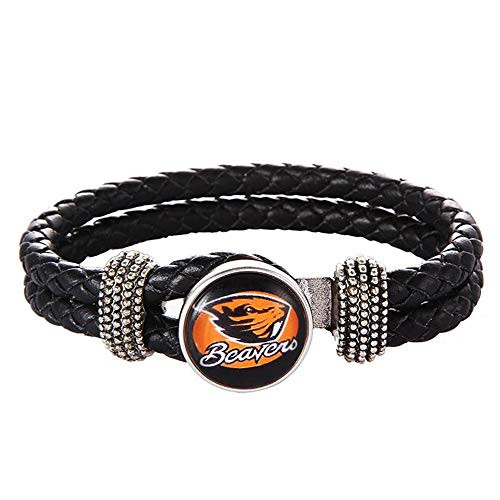 Swamp Fox Oregon State Beavers Double Leather Band Bracelet with Charm 7 to 9