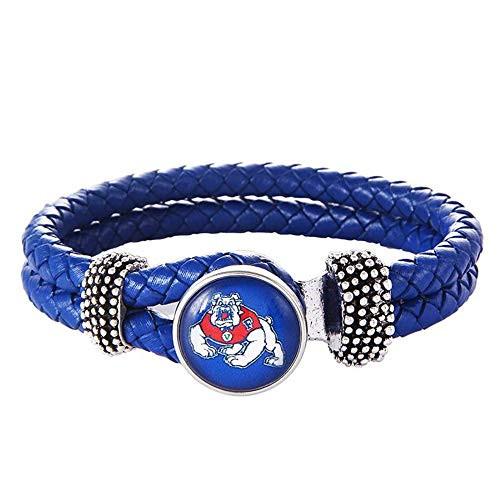Swamp Fox Fresno State Bulldogs Double Leather Band Bracelet with Charm 7 to 9