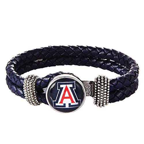 Swamp Fox Arizona Wildcats Double Leather Band Bracelet with Charm 7 to 9