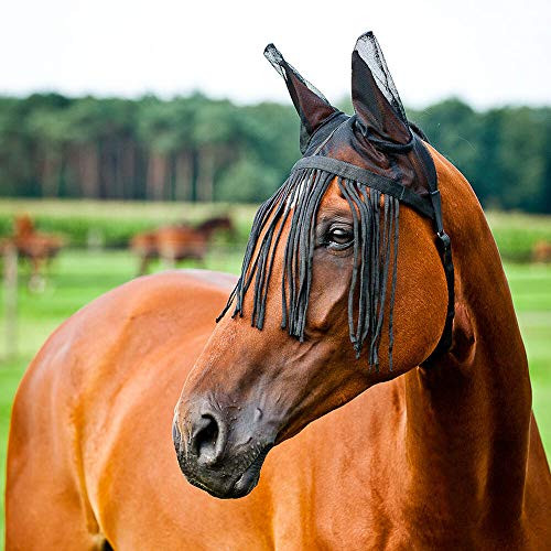 HORZE Fly Protection Veil Bonnet with Mesh Ear Covers - Horse