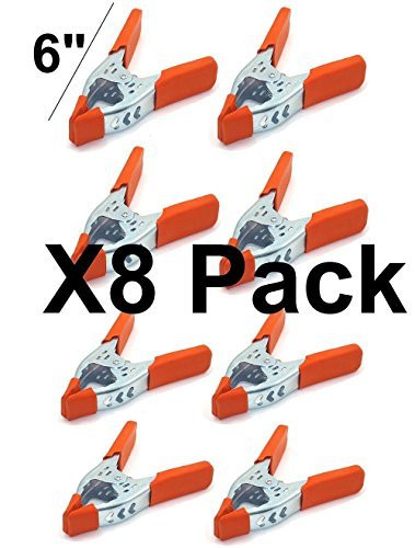 Black Duck Brand 6 inch Clamp Large Heavy Duty Spring Metal - 3 inch Jaw opening 8 Metal Spring Clamps