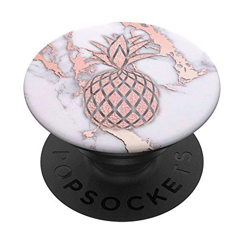 Pineapple Golden Rose On White Pink Marbled Design PopSockets Grip and Stand for Phones and Tablets Pineapple Golden Rose On White Pink Marbled Design PopSockets Grip and Stand for Phones and Tablets