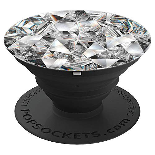 Luxury Silver Diamonds Printed PopSockets Grip and Stand for Phones and Tablets