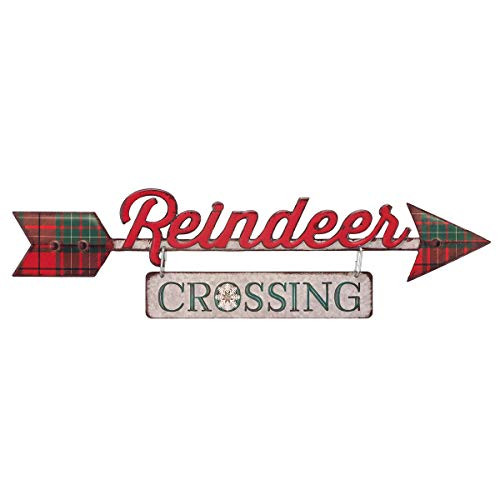 Open Road Brands Reindeer Crossing Embossed Metal Linked Sign