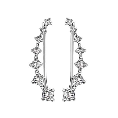 Elensan 7 Crystals Ear Cuffs Hoop Climber S925 Sterling Silver Earrings Hypoallergenic Earring Elensan 7 Crystals Ear Cuffs Hoop Climber S925 Sterling Silver Earrings Hypoallergenic Earring