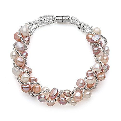 Sugoi Pearls Multi Colour Freshwater Cultured Weaved Pearl Bracelet Magnetic Clasp Sugoi Pearls Multi Colour Freshwater Cultured Weaved Pearl Bracelet Magnetic Clasp