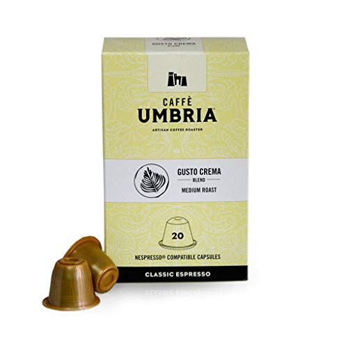 Caffe Umbria Nespresso compatible pods Medium Brend Gusto Crema Blend Box of 20