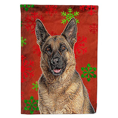 Carolines Treasures KJ1187GF Red Snowflakes Holiday Christmas German Shepherd Flag Garden Size Small Multicolor
