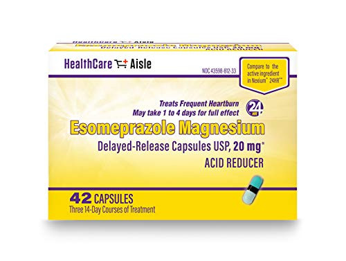 HealthCareAisle Esomeprazole Magnesium Delayed-Release Capsules USP  Treats Frequent Heartburn  20 mg  42 Count