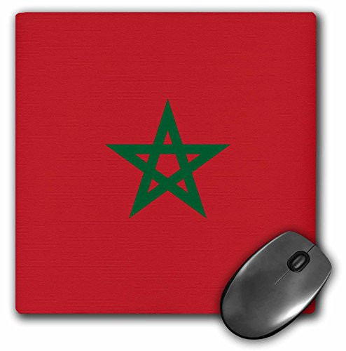 3dRose LLC 8 x 8 x 0.25 Inches Mouse Pad, Flag of Morocco, Red with Green Pentagram Star Seal Ensign, African World Country (mp_158383_1)