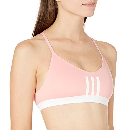 adidas Womens All Me 3-Stripes Mesh Bra Glory PinkWhite XX-Small