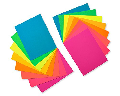American Greetings Neon Rainbow Blank Single Panel Cards and Colored Envelopes, 100-Count