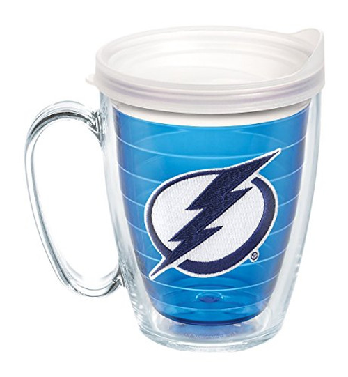 Tervis 1084880 NHL Tampa Bay Lightning Primary Logo Tumbler with Emblem and Frosted Lid 16oz Mug, Blue