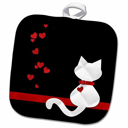 3D Rose Pet Lovers Red Hearts Siamese Kitty Cat Pot Holder 8 x 8, 3D Rose Pet Lovers Red Hearts Siamese Kitty Cat Pot Holder 8 x 8,
