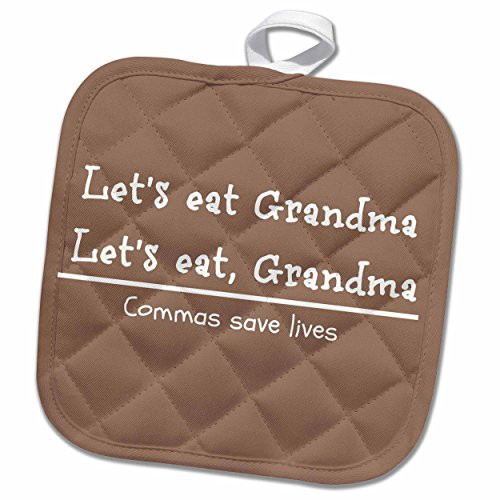 3dRose 3D Rose Lets Eat-Grandma Commas Save Lives Pot Holder, 8 x 8