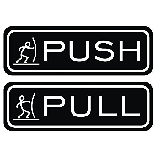 Fun Horizontal Push Pull Door Sign Black - Large