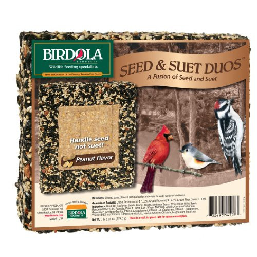 Birdola Seed & Suet Duos Cake, Peanut Flavor, 11.5-Ounce