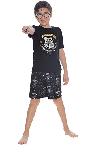 Harry Potter Boys Little Hogwarts Wizard Crest Pajama Short Set Black 67
