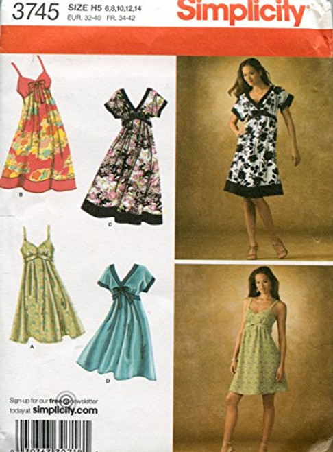 Simplicity Pattern 3745 ~ Misses Dress in Two Lengths with Bodice Variations ~ Sizes 6-14 Simplicity Pattern 3745 ~ Misses Dress in Two Lengths with Bodice Variations ~ Sizes 6-14