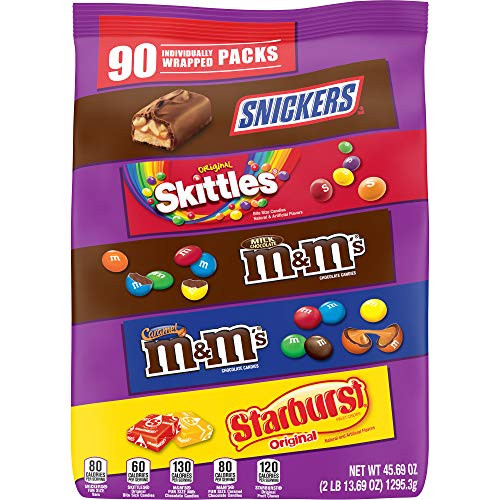 SNICKERS M and MS Milk Chocolate M and MS Caramel SKITTLES  and  STARBURST Assorted Candy Variety Mix 45_69-Ounce Bag 90 Pieces
