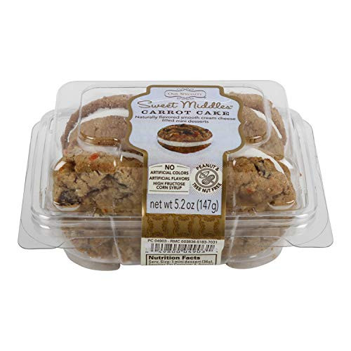 Our Specialty Sweet Middles Peanut and Tree Nut Free Mini Cream Filled Sandwich Cookies Carrot Cake 4 Cookies per Pack Pack of 3