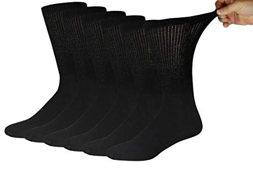 6 Pairs of King Size Cotton Diabetic Neuropathy Crew Socks 13-16 Black 6 Pairs of King Size Cotton Diabetic Neuropathy Crew Socks 13-16 Black